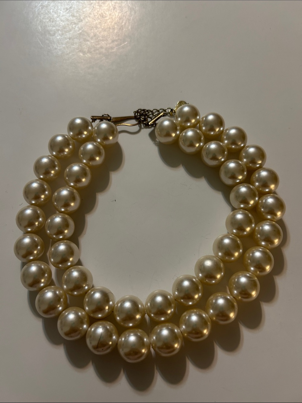 Classic Double-Strand (Faux) Pearl Necklace in Ivory - Picture 4 of 4